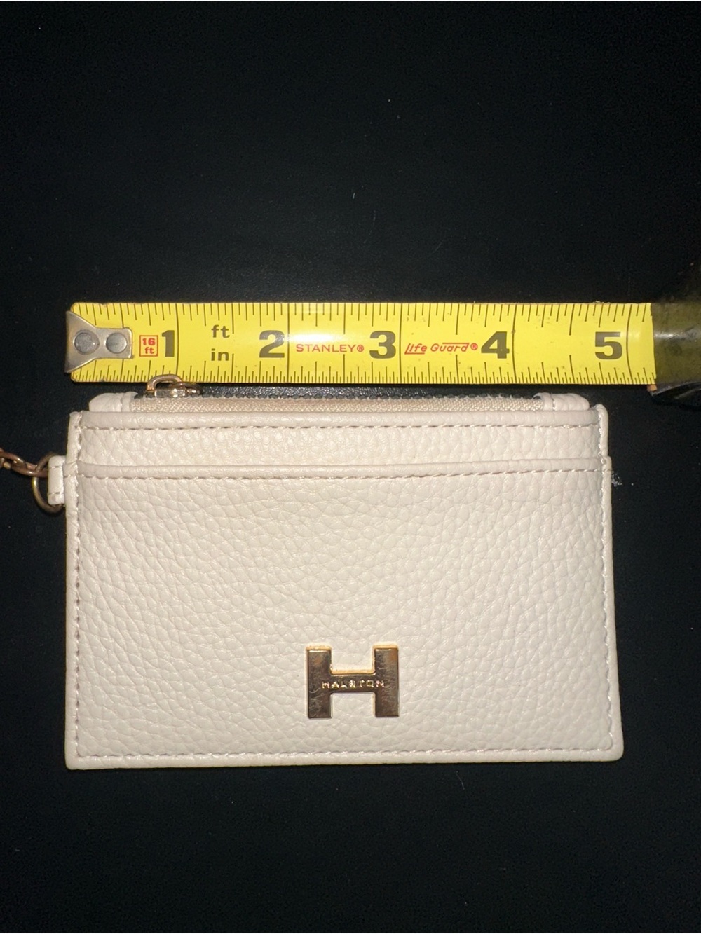 H by Halston Cream Leather Card Holder with Gold Keychain - Picture 6 of 7